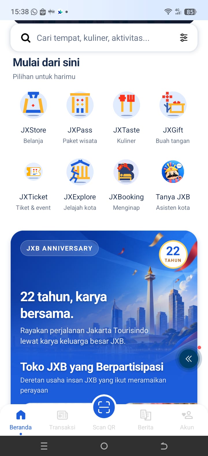 Tampilan layar JXBApp 3